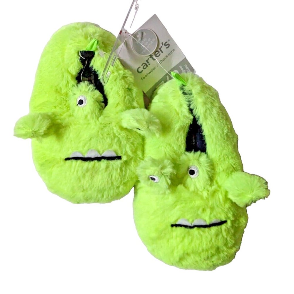 Carter's Mickey Monster Slipper Design Neon Green Kids Toddler Boys Hous…